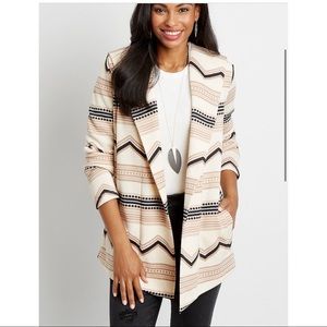 NWOT Maurices Mix Stripe Open Front Aztec Cardigan Sweater Jacket Western Style